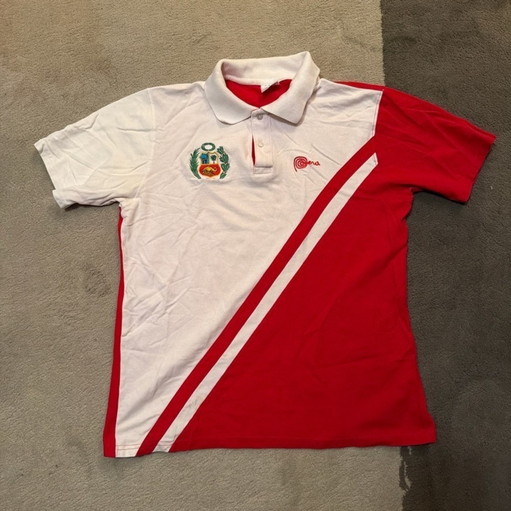 VTG Peru polo shirt coat of arms M